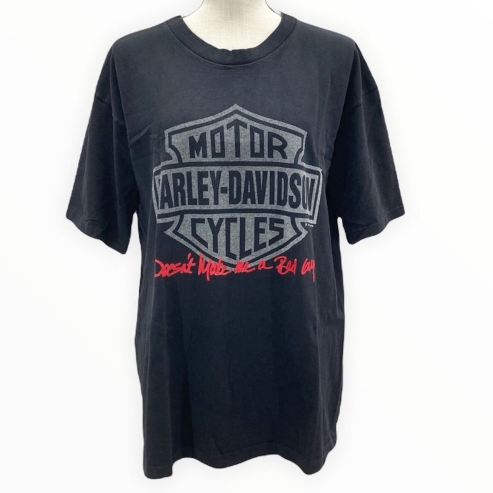HARLEY-DAVIDSON Vintage Single Stitch Black Short Sleeve Graphic Tee Size Large